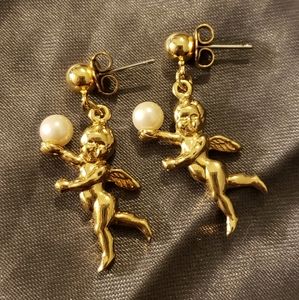 Vintage Gold Cherub Earrings